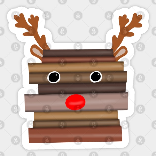 Christmas reindeer made of books Sticker by Becky-Marie